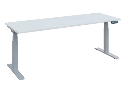 Fleximax 27-20 výškově nastavitelný stůl, kovová podnož stříbrná, deska 25 mm, široký 2000 mm, bílá